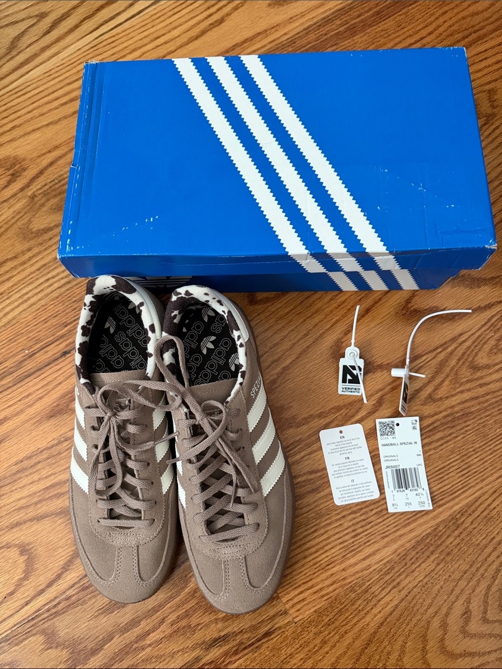 NIB Adidas WOMEN’S Handball Spezial Chalky Brown Cow Print - Picture 5 of 5
